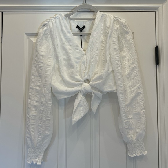 En Saison Tops - En Saison Front Tie Blouse
